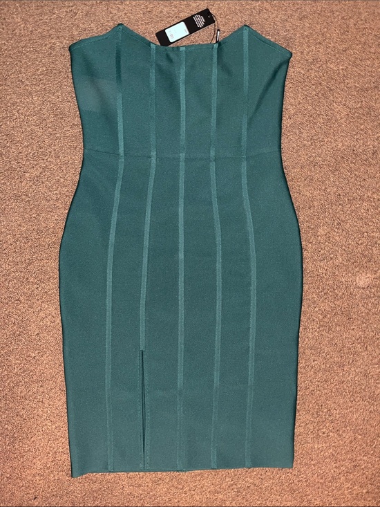 Fashion Nova Dresses & Skirts - Fashion Nova Carie Bandage Midi Strapless Emerald Bodycon Dress
